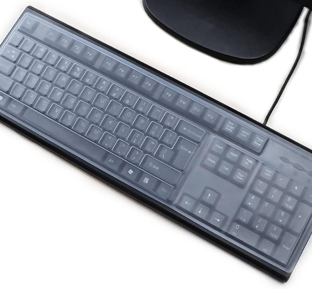 (2 Pack) Universal Clear Anti-Dust Keyboard Skin Protector Cover for 104/107 Keys Standard Desktop Keyboard Reusable Waterproof Keyboard Cover