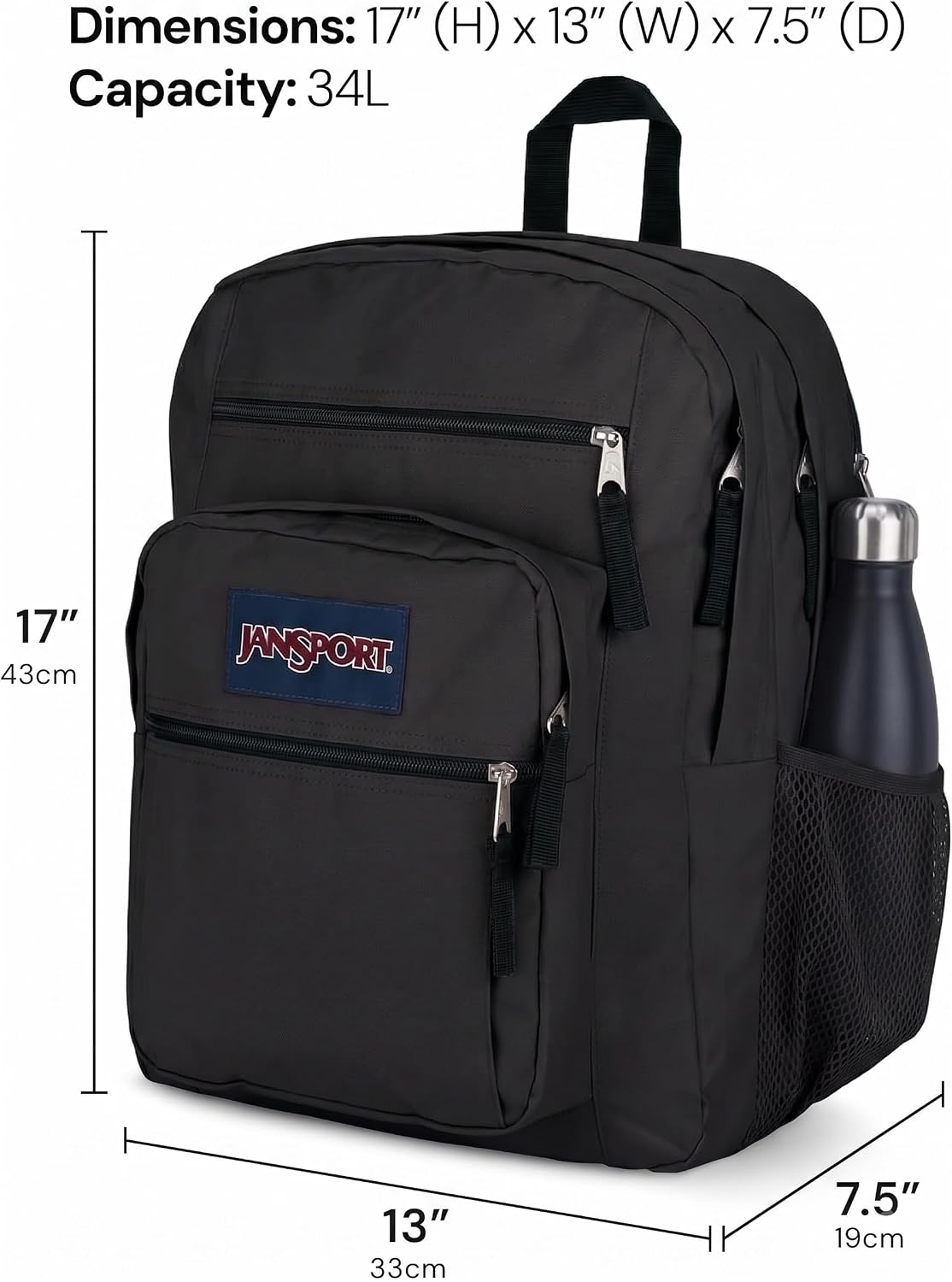 JanSport Laptop Backpack - Computer Bag with 2 Compartments, Ergonomic Shoulder Straps, 15” Laptop Sleeve, Haul Handle - Black - Image 5