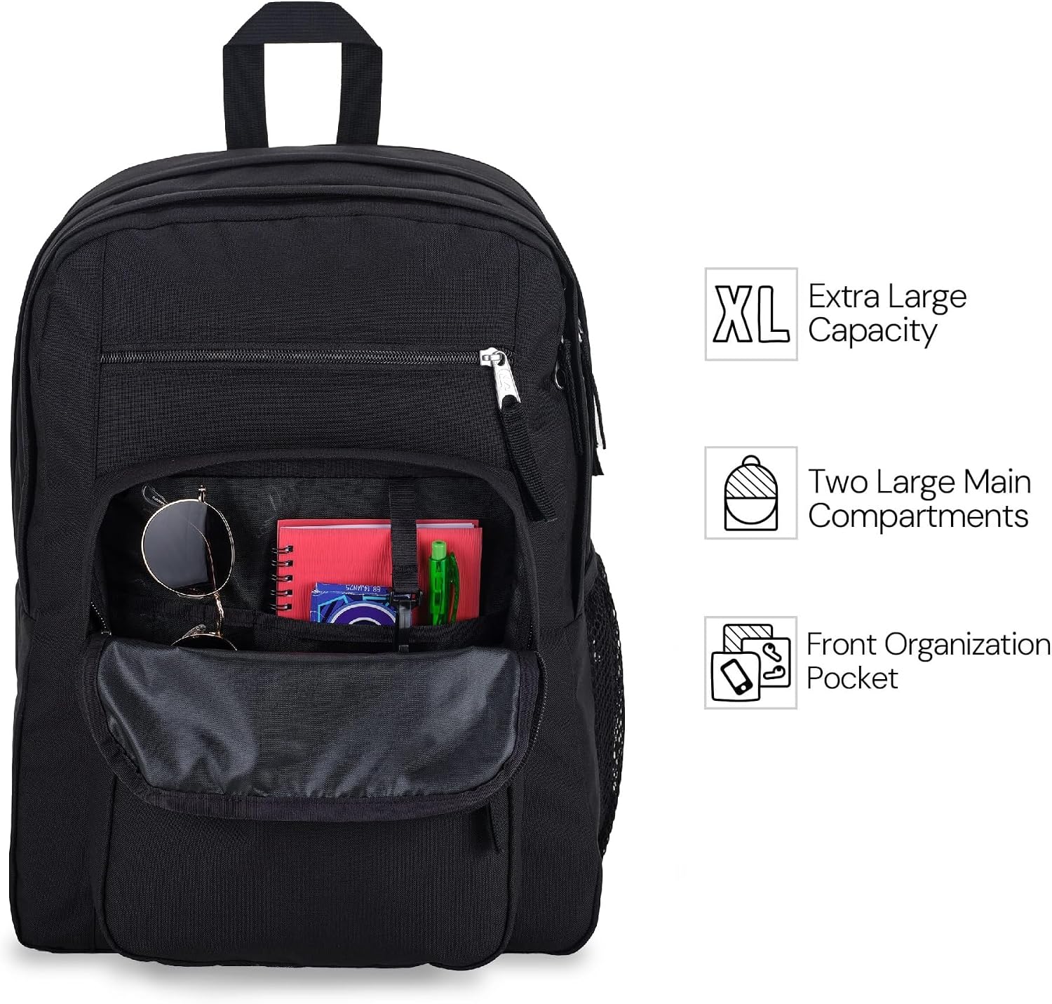 JanSport Laptop Backpack - Computer Bag with 2 Compartments, Ergonomic Shoulder Straps, 15” Laptop Sleeve, Haul Handle - Black - Image 6