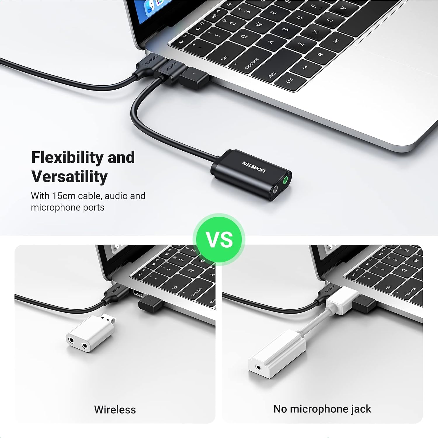 UGREEN UGREEN USB Sound Card Adapter with TRS 3.5mm Headphone & Mics | USB to Aux 3.5mm External Audio Converter for Windows Mac Linux PC Laptops Desktops PS5 Switch 2 - Image 6